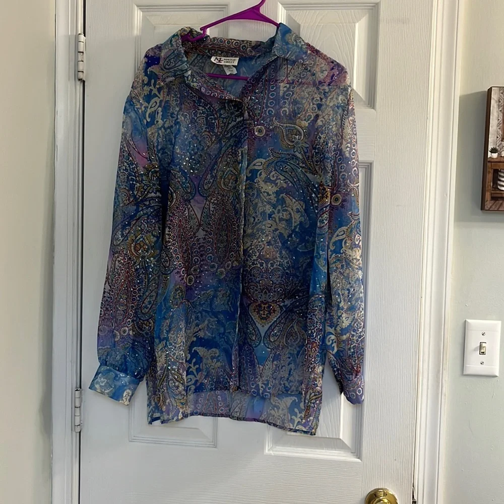 See-through Paisley Collared Button-up - Picture 1 of 3